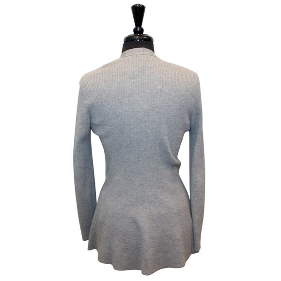 A6 Auth EILEEN FISHER Gray Long Stretch Ribbed Knit Wool Cardigan Size XXS - Picture 3 of 5